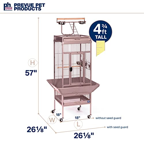 Image of Prevue Pet Playtop Bird Cage - Medium Steel Bird Cage with Integrated Playtop, Rolling Stand, Seed Guards, and Perches, Ideal for Conures and Cockatiels - Blush Finish