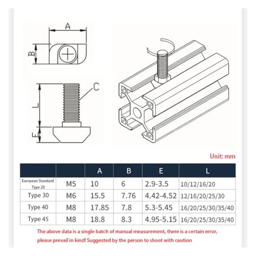 Tornillos de cabeza de martillo M8 para perfil de aluminio y tuerca en forma de T 4