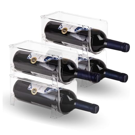 ALEMOK Organizador de Botellas, Botellero Nevera Apilable, Botellero Vino, Botellero Encimera, Porta Botellas Nevera, Almacenamiento Botellas (4)