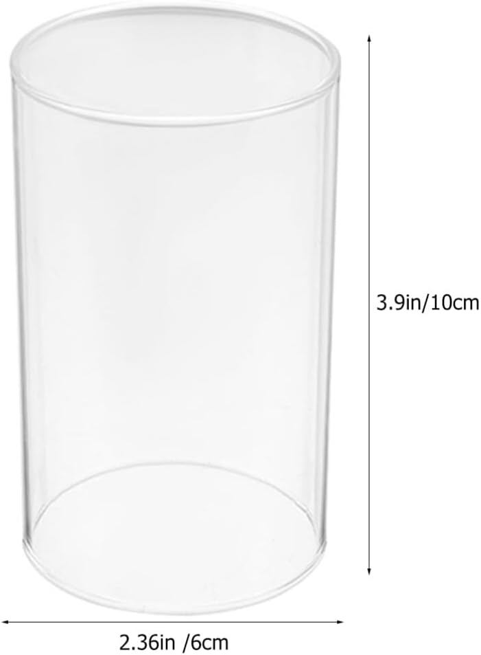 Candle Holder Sleeves 2Pcs Open End Clear Glass Cylinder Candle Holder Bottomless Candle Cover Candle Chimney Shade Tube Pillar Taper for Candles M/30 (Color : Transparent Size : 10.00X7.00X7.00CM) (