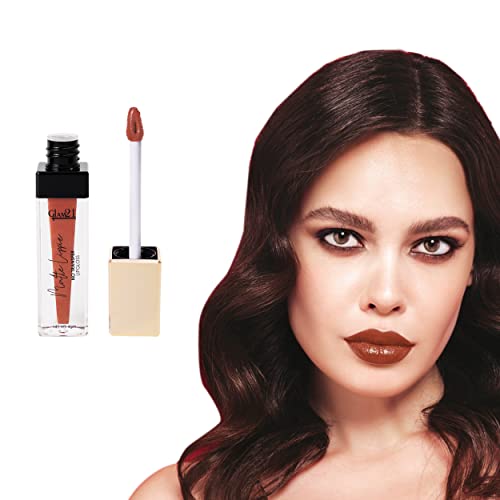 Image of Glam21 Matte Lippie No Transfer Lip Gloss | Lightweight and comfortable| Creamy Matte Formula - 4 gm | Wild Smoke-13