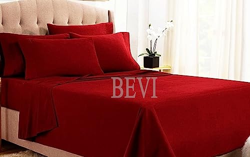 Image of BEVI Bedsheet for Double Bed 300 TC Flat Bedsheet with 2 Pillow Covers Size-(90 inchx95 inch) Plain Maroon
