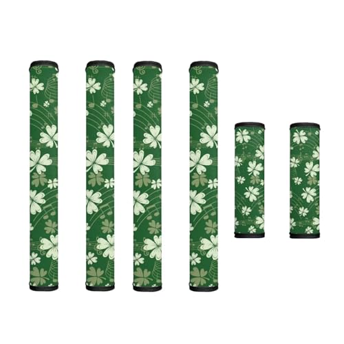 Image of Refrigerator Door Handle Covers Pack of 6 Anti-Stain Kitchen Appliances Handle Protector Fridge Microwave Decor and Accessories, Musical Note Shamrock Clover Print Green St. Patrick's Day