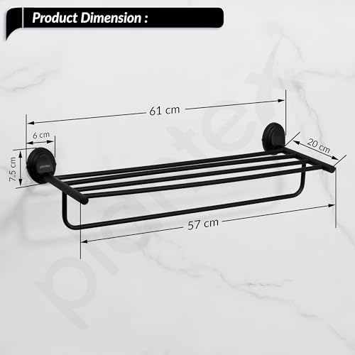 Image of Plantex 304 Grade Stainless Steel Towel Rack for Bathroom /Towel Stand /Hanger /Bathroom Accessories - Cubic (24 inch -Black)