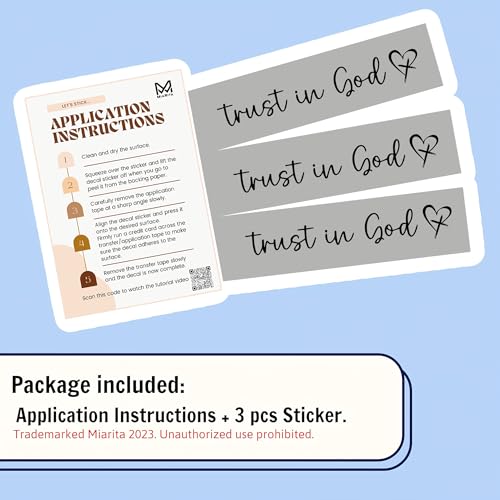 Image of Miarita 3X Trust in God Rearview Mirror Sticker, Mirror Decals, Christian Car Accessories, Car Stickers and Decals for Women, Cute Car Stickers, Valentines Day Gifts for Her (Trust in God Black)