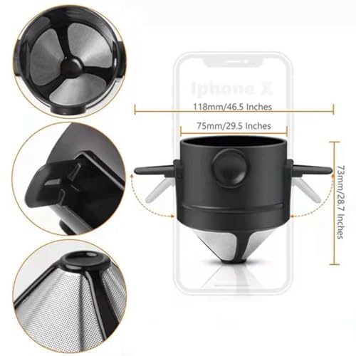 Mini coador filtro de café individual inox lavável portátil reutilizável chá drip