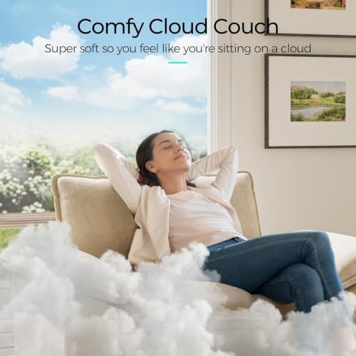 Image of LINSY HOME Cloud Sofa Accent Chair with Ottoman Chaise Lounge Chair Indoor, Corduroy Couch Sofa Chair Perfect for Living Room, Apartment, Office, Beige