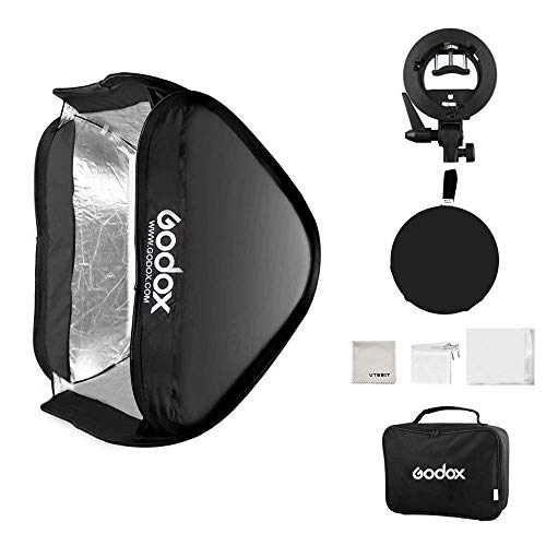 UTEBIT 24x24 Inch 60x60cm Speedlight Softbox Foldable with S Type Speedlite Bracket Bowens