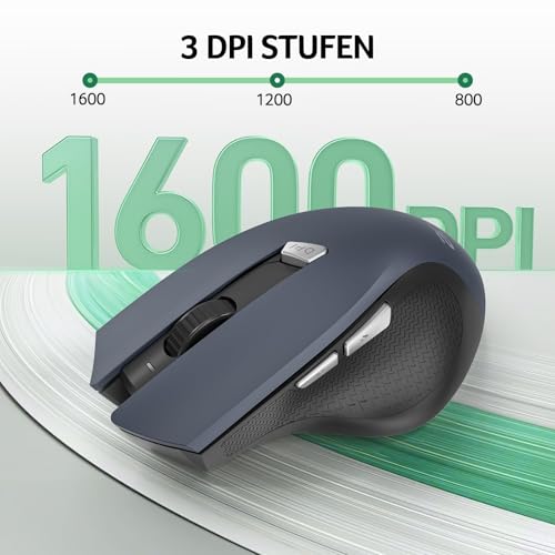 acer Maus Kabellos, 2.4GHz 1600 DPI Funkmaus, 3 Einstellbare DPI Wireless Mouse mit 6 Tasten, Batteriebetriebene Kabellose Maus für Laptop… – Ansicht 3