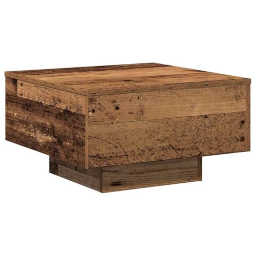 vidaXL Mesa de café rústica Acabado Desgastado Madera Natural Interior Acento Servicio marrón 55X55X31Cm Sala de Estar de Madera Texturizada Estilo Vintage