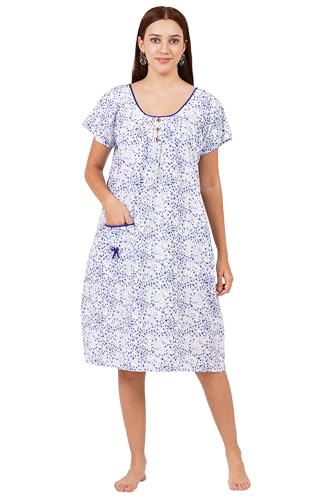 Image of Breezly Woman's Long Short Calf Length Pure Cotton Nighty