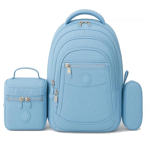 Kit mochila feminina escolar juvenil e adulto com lancheira e estojo (Kit Azul)
