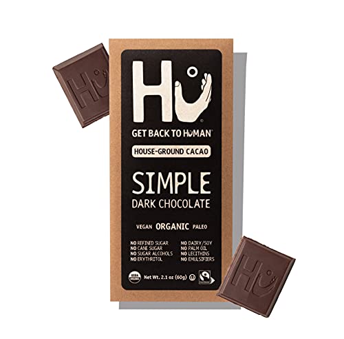 Hu Dark Chocolate Bars | Natural Organic Vegan Chocolate, Gluten Free, Paleo, Non GMO, Fair Trade Dark Chocolate (Simple Dark Chocolate, 4 pack)