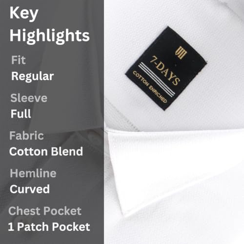Image of 7-DAYS Premium Men's Formal Shirts - Cotton Rich, Textured Self-Design, Full Sleeve, Regular Fit, Wrinkle Resistant, with Pocket - Perfect for Office