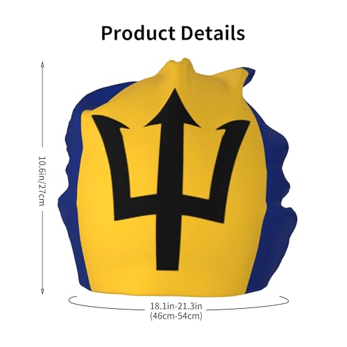 Flag of Barbados Children Hip Hop Knitted Hat Kids Elastic Leisure Knit Cap Warm Sleep Beanies Black2