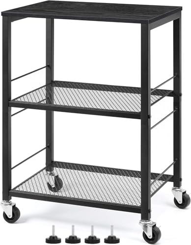 LIANTRAL 3 Tier Rolling Cart, Kitchen Carts on Wheels with Storage and Steel Frame, Multifunctional Utility Cart for Kitchen, Bathroom, Living Room, Bar, Office (17.5'' * 13.5'')