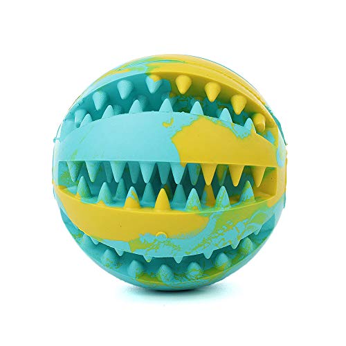 QINUKER Dog Ball Toys for Pet, Durable Strong Teeth Chewing/Playing, IQ Treat Ball Dog Chew Toy Soft Rubber Ball with Size 2.8" (Multi-Colored)