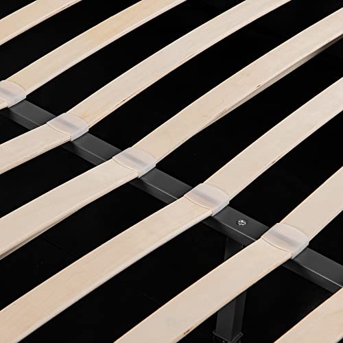 Merax Polsterbett 160x200cm mit Lattenrost und Verstellbares Kopfteil, Doppelbett mit Stauraum, Hydraulisches Funktionsbett für Erwachsene & Jugend, Samtstoff, Beige (Ohne Matratze) – Bild 7