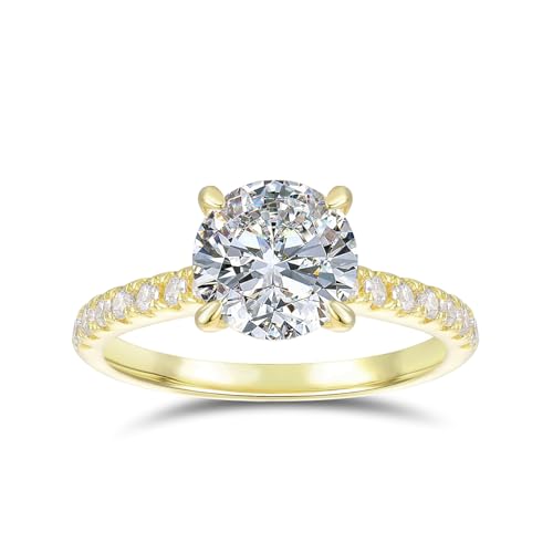 2.0 CT Round Cut Moissanite Promise Ring 14K Gold Hidden Halo Engagement Rings2