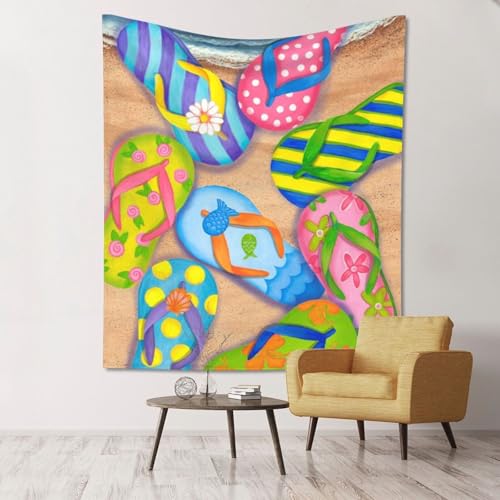 Tapisserie imprimée amusante tongs pour décoration murale de chambre ado 152x130