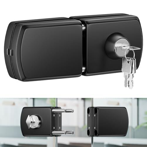 Ranbo Frameless Double-Sided Glass Door Lock,Clamp-On No-Drill,304 Stainless Steel,for 3/8