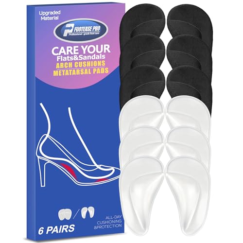 Image of 6 Pairs Arch Support Inserts for Women & Men, Reusable Arch Support Cushions for Plantar Fasciitis Relief, Shoe Insoles for Flat Feet, Sandals, Heels, Work Shoes