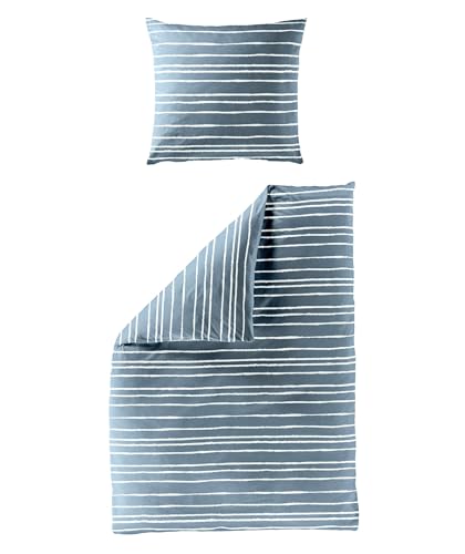 Bierbaum Linon Renforcé Bettwäsche 2 TLG. 135x200cm 155x220cm Streifen Blau Jeans Offwhite, Größe:155x220cm Bettwäsche Bierbaum Linon Renforcé Bettwäsche 2 TLG. 135x200cm 155x220cm Streifen Blau Jeans Offwhite, Größe:155x220cm Bettwäsche
