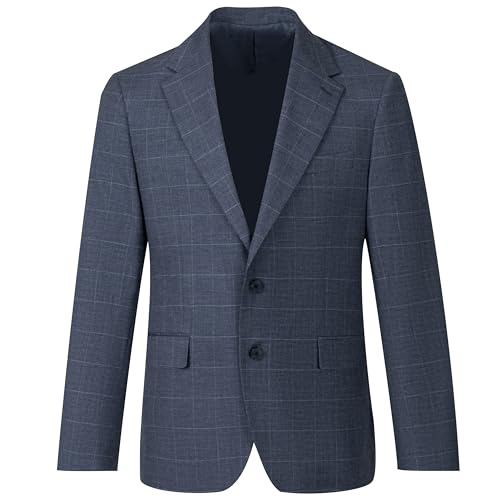 Men's Windowpane Check Suit, Navy Blue, 2-Piece Slim Fit, Two-Button Blazer with Matching Pants4
