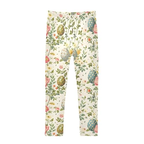 Egg with Garden Flower Girls Leggings Athletic Pants Tights Stretch Bottom