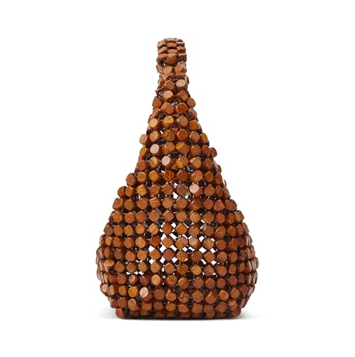 Bolso bandolera pequeño con cuentas de madera blanco miniatura 5