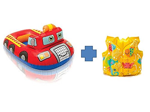 Inflatable Red Fire Engine Float for Kids and 1 Intex Tropical Buddies ...