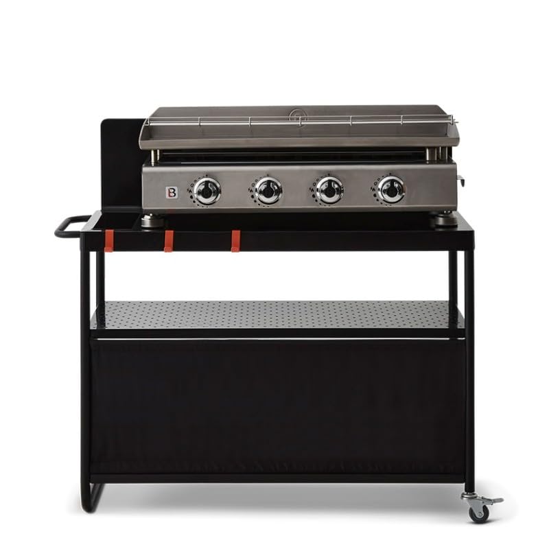 BRASERO by FAVEX – Desserte plancha Infinite 100 – Plan de Travail 100 × 46 cm – Compatible planchas 1 à 4 Feux – 3 Niveaux de Rangement – Roues autobloquantes