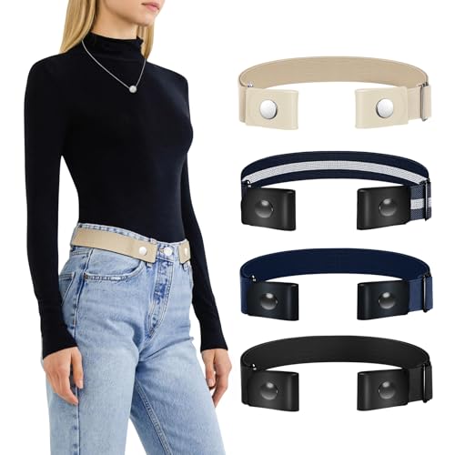 Image of TOURZOO Belts for Women /Men Buckle Free Elastic Belt Invisible No Buckle Stretch Waist Belt For Jean Pants,Dresses,No Bulge