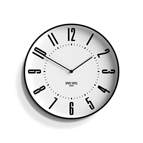 SPACE HOTEL Modern Large 40cm Wall Clock with Large Numbers in Black & White from Design brand