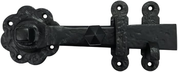 Adonai Hardware "Ibdash" Black Antique Iron Gate Latch- Black Powder Coated