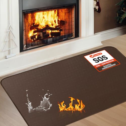 Fireplace Hearth Mat, 2'4'' x 4' x 0.04'' Fireplace Mat