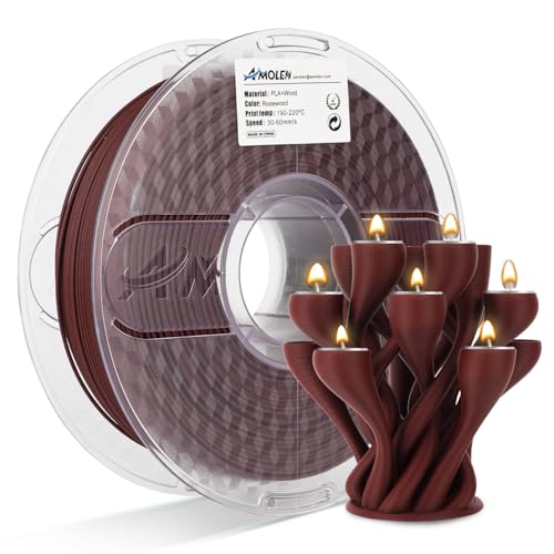 Image of AMOLEN PLA Filament 1.75mm Dry Rosewood 3D Printer Wood Filament Add 15% Real Wood Fiber, Matte and Frosted 3D Filament 1.75mm PLA Filament 3D Printing Filament, 1kg