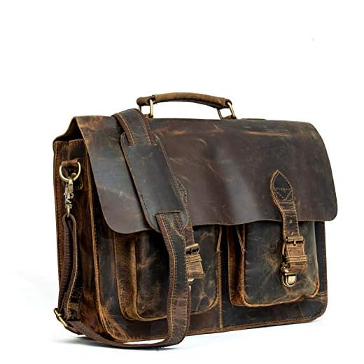 Vintage Buffalo Leather Messenger Briefcase