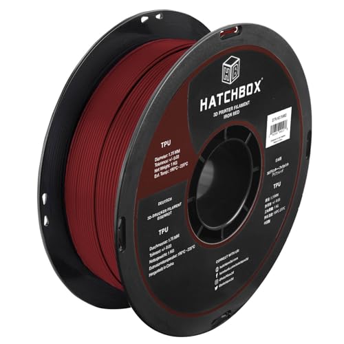 HATCHBOX - 1.75mm Iron Red TPU 3D Printer Filament, 1kg Spool, Dimensional Accuracy +/- 0.03mm, 3D Printing Filament