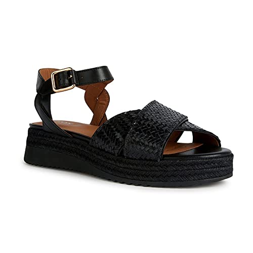 Geox D Eolie Espadrille Wedge Sandales femme compensées en cuir souple