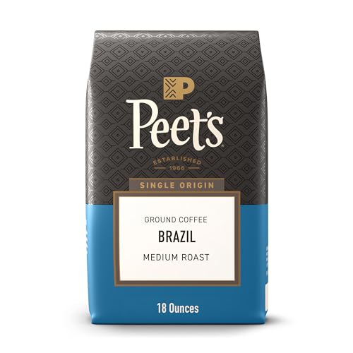 Peet's Coffee, Medium Roast Ground Coffee - Single Origin Brazil 18 Ounce Bag
