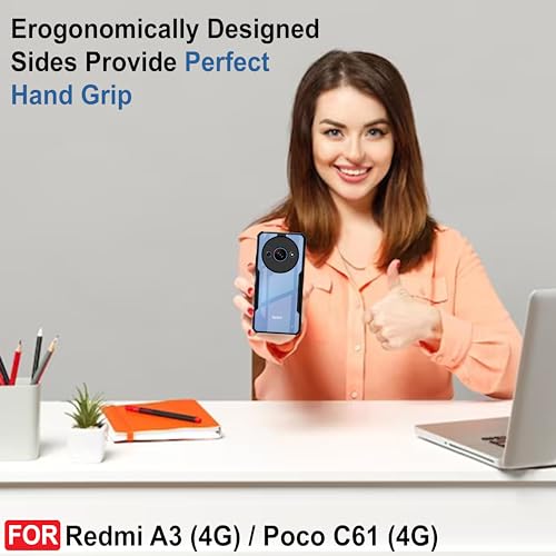 Image of CEDO Backcover for Redmi A3 / Redmi A3x / Poco C61 (4G) | Camera Protection Shockproof Bumper-Edge | Acrylic Crystal Clear 360 Degree Protection TPU+PC | Transparent Eagle Back Case Cover (Black)
