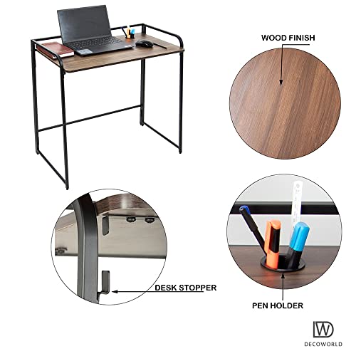 DECOWORLD || Foldable Study Table || Desk with Wooden Top and Metal Legs with in-Built Pen Holder||Premium Computer,Laptop and Study Table for... - Image 4