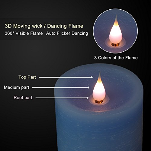 Image of SIMPLUX Battery Operated Lights with Timer, Real Wax Candle for Home, Wedding, Dinner Decoration, 3x5inches,Blue