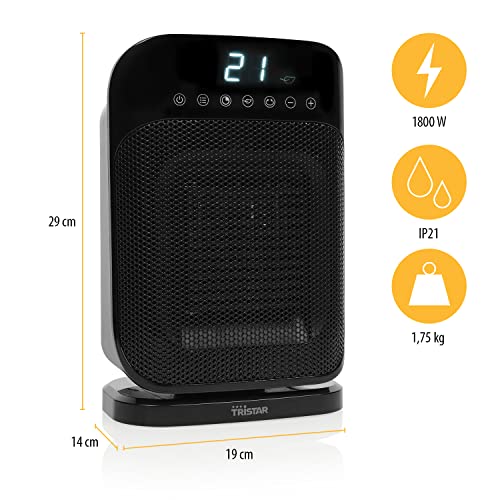 TRISTAR elektrische kachel KA5074 Keramische ventilatorkachel LED display Draaifunctie en Timer Geschikt voor verwarmen van 20m² Zwart Elektrische verwarming - Afbeelding 5