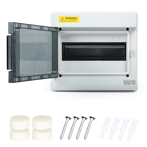 BuyWeek 9 Way Distribution Protection Box IP66 Waterproof DIN Rail Enclosure Outdoor Consumer Unit with Transparent Window Exposed Electrical Box for Indoor, Gardens, Garages(1 Row 9 Module)