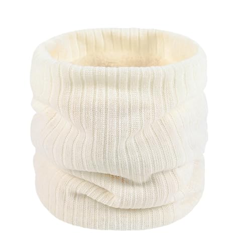 FGUUTYM Bufanda de invierno para hombre y mujer, cálida, de punto, bufandas de anillo, de lana, para la cabeza, Blanco, Talla única