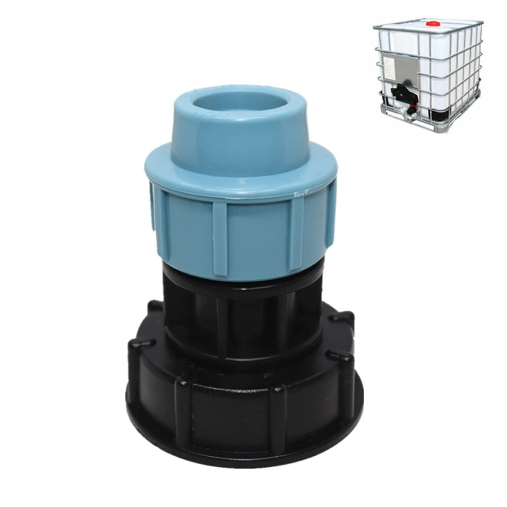 IBC Water Tank Tap Adapter, IBC Tote Tanks Hose Fitting Quick Connector Butt Barrel Drain Adapter, Inlet S60x6 Coarse Thread (25mm, I Shape Outlet)