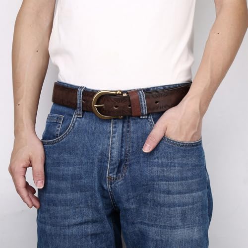3.8cm Men's Top-Grain Cowhide Leather Belt, Extra Thick, 5.5mm, Hand-Engraved, Fashionable and Casual Gifts for Men2