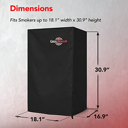GrillTough Heavy Duty Smoker Cover, 30 Inch – Waterproof, Weather Resistant, UV & Fade Resistant with Adjustable Straps – BBQ Cover for Flat Grill, Black